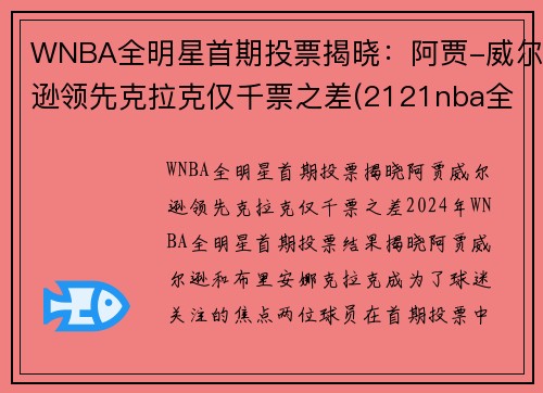 WNBA全明星首期投票揭晓：阿贾-威尔逊领先克拉克仅千票之差(2121nba全明星投票)